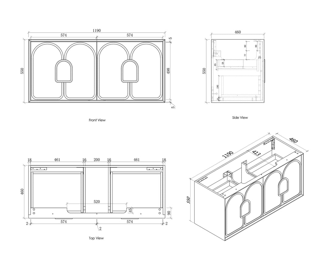 Laguna Natural Oak Wall Hung Vanity