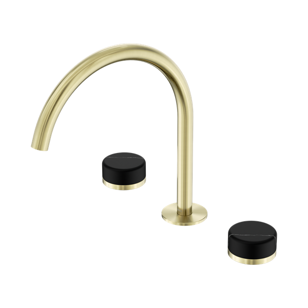 Serenity Bath/Kitchen Set Arc Spout With Marquina Black Handle Brushed Gold
