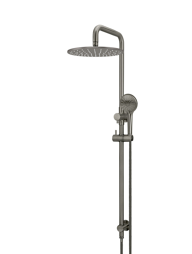 Round Combination Shower Rail 300mm Rose, Three Function Hand Shower - Shadow