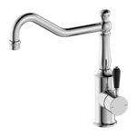 Load image into Gallery viewer, YORK KITCHEN MIXER HOOK SPOUT WITH BLACK PORCELAIN LEVER CHROME
