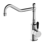 YORK KITCHEN MIXER HOOK SPOUT WITH BLACK PORCELAIN LEVER CHROME