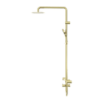 Load image into Gallery viewer, MECCA CARE 32MM T BAR GRAB RAIL 1100X750MM TWIN SHOWER SET BRUSHED GOLD
