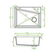 Laveo Grenada Grey Granite Double Bowl Stone Kitchen Sink 470*600*227mm(including Space Saving Siphon and Click-clack Plug)