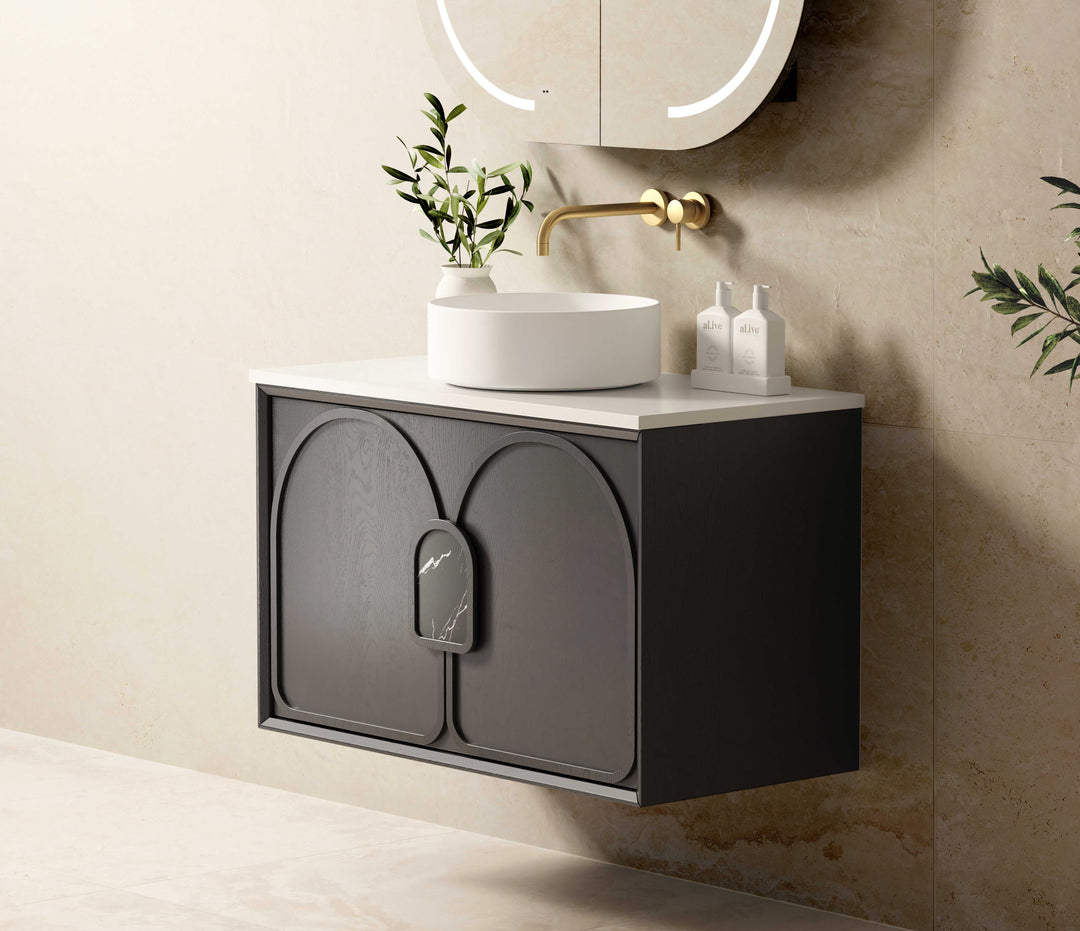 Laguna Black American Oak Wall Hung Vanity