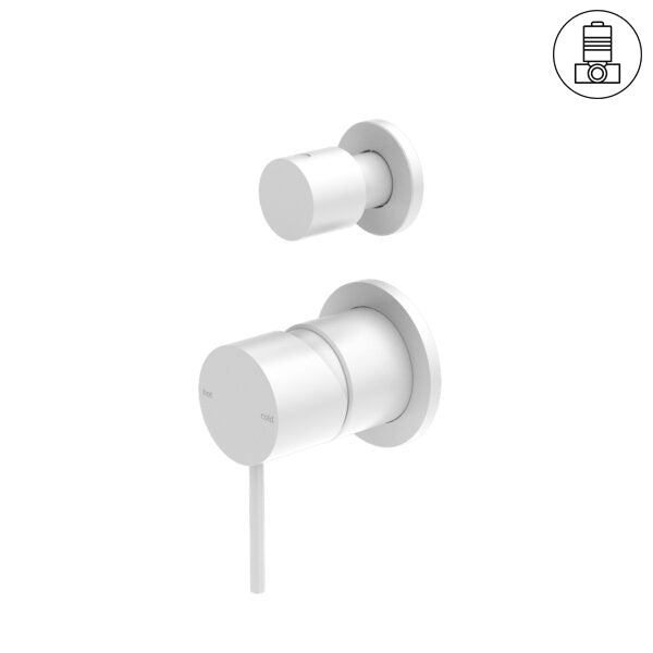 MECCA SHOWER MIXER WITH DIVERTOR SEPARATE BACK PLATE MATTE WHITE