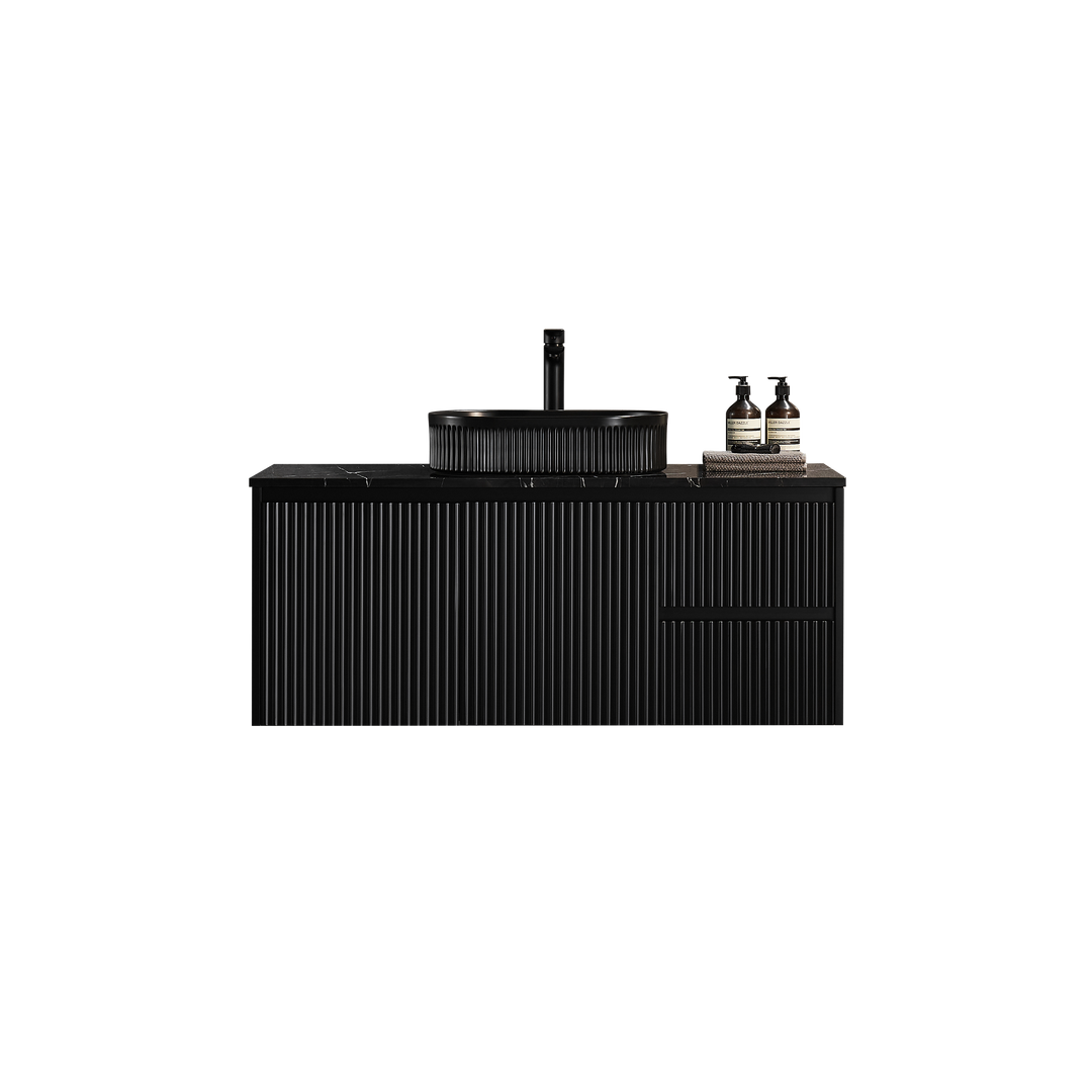 Crete Modern Wall Hung Vanity Matte Black
