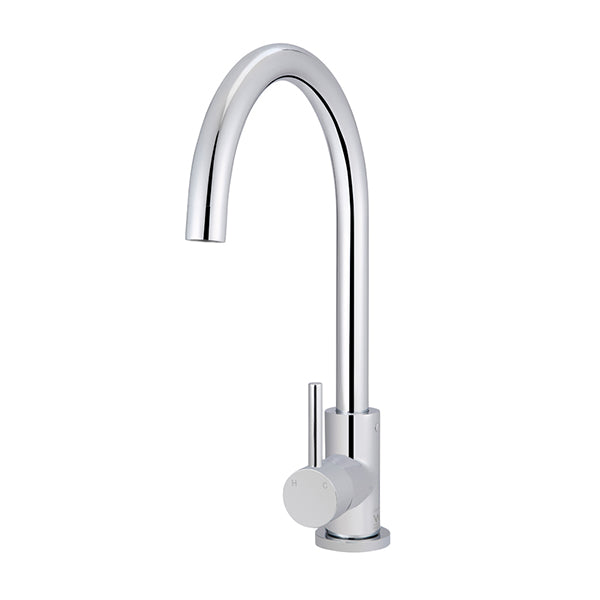 Round Gooseneck Kitchen Mixer Tap - Polished Chrome