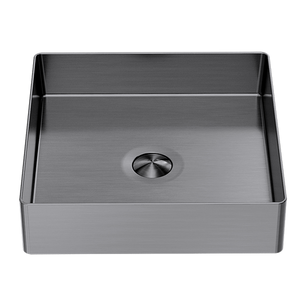 OPAL SQUARE 400MM STAINLESS STEEL BASIN GRAPHITE