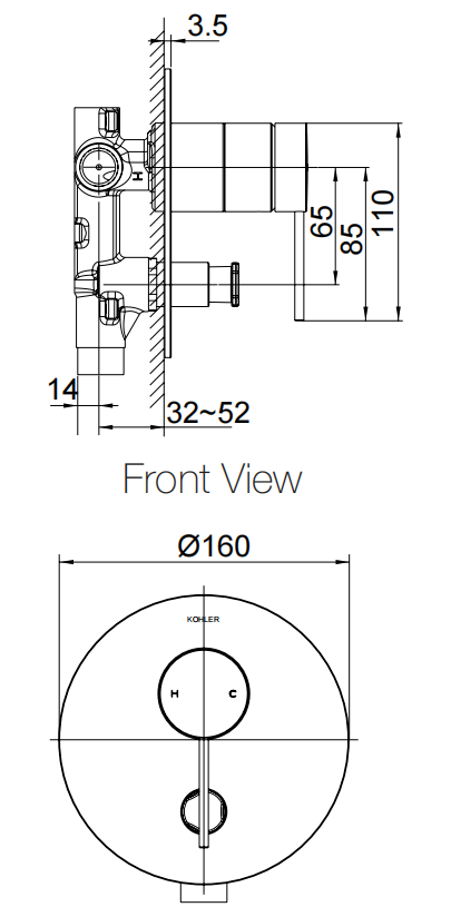 Components S/B w Diverter Thin Trim - Pin Handle