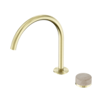Load image into Gallery viewer, Serenity Progressive Bath/Kitchen Mixer Arc Spout With Rome Travertine Handle Brushed Gold
