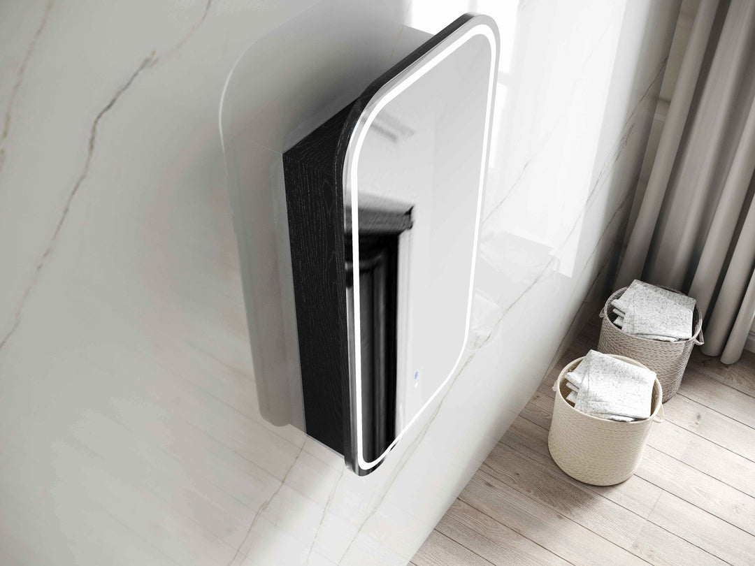 LED Newport Black Oak Shaving Cabinet
