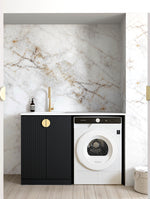Load image into Gallery viewer, Marlo Black Base Laundry Cabinet with 1300mm Natural Carrara Marble Top
