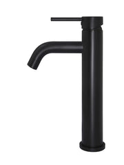 Round Tall Curved Basin Mixer - Matte Black