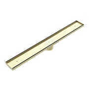 TILE INSERT V CHANNEL FLOOR GRATE 89MM OUTLET WITH HOLE SAW BRUSHED GOLD