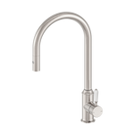 Load image into Gallery viewer, YORK PULL OUT SINK MIXER WITH VEGIE SPRAY FUNCTION WITH WHITE PORCELAIN LEVER BRUSHED NICKEL
