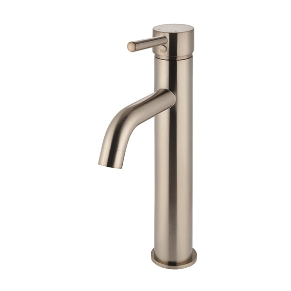 Round Tall Curved Basin Mixer - Champagne