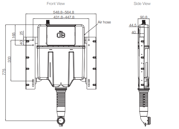 Pneumatic In wall Cistern 88mm (Wall Face)