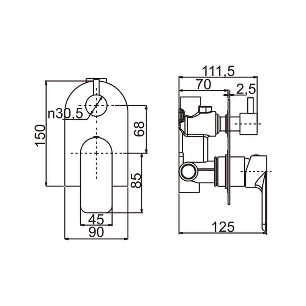 Persano Chrome Mixer Diverter
