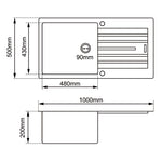 Load image into Gallery viewer, Black Arete Stone Granite Single Bowl with Drain Board Stone Kitchen Sink 1000*500*200mm
