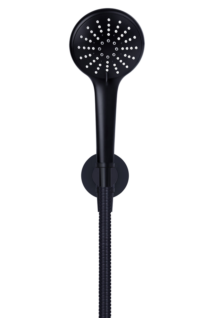 Round Three Function Hand Shower on Fixed Bracket - Matte Black