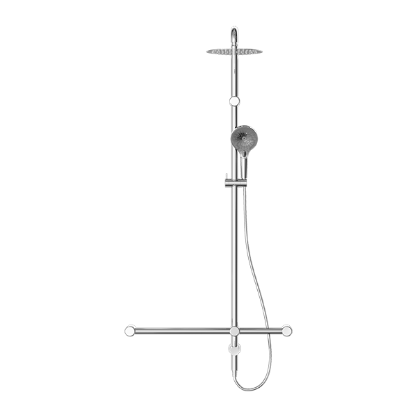 MECCA CARE 32MM T BAR GRAB RAIL 1100X750MM TWIN SHOWER SET CHROME