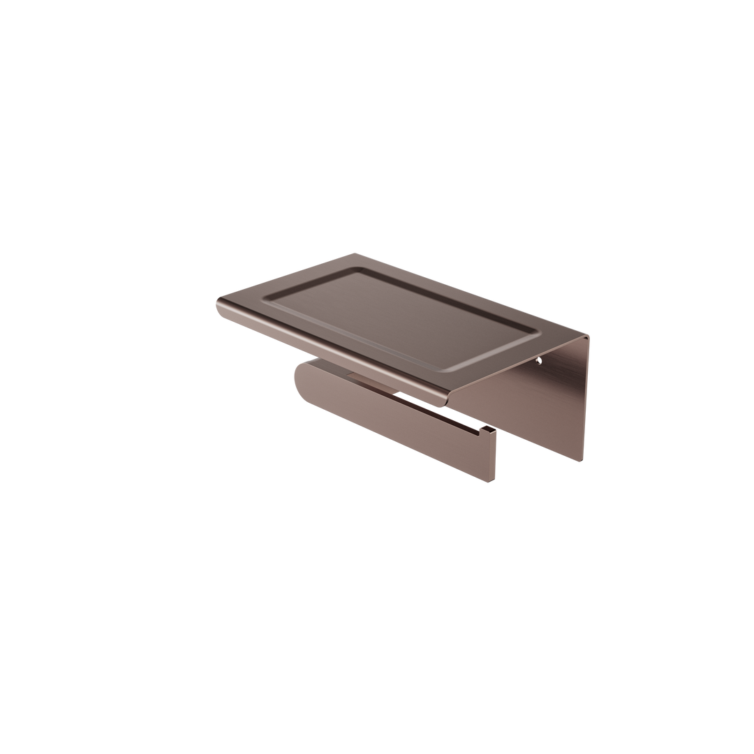 Bianca Toilet Roll Holder With Phone Holder Brushed Bronze