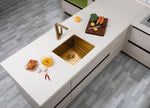 Load image into Gallery viewer, 500x440x230mm Brushed Brass Stainless Steel PVD Single Bowl Kitchen Sink
