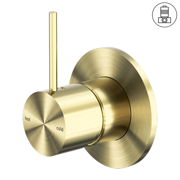 MECCA SHOWER MIXER HANDLE UP 80MM PLATE BRUSHED GOLD