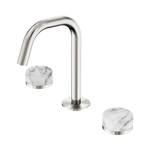 Load image into Gallery viewer, Serenity Basin Set Edge Spout With Arabescato Corchia Handle Brushed Nickel
