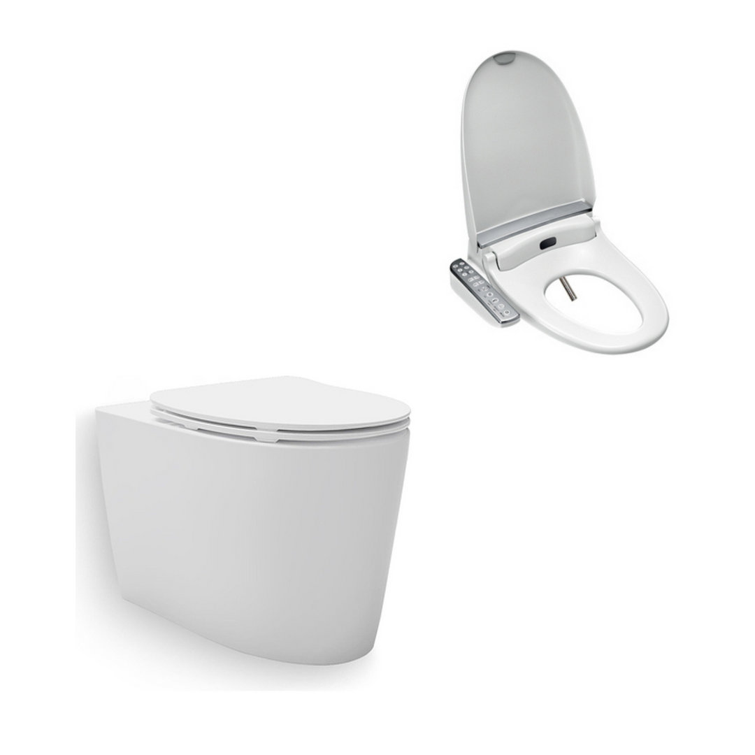 Grande Wall Faced Toilet with Englefield Bidet Seat Side Control Panel