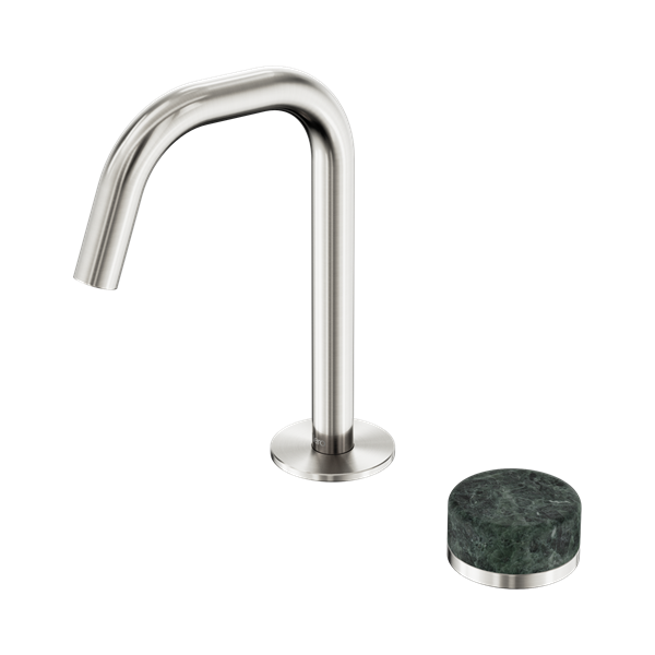 Serenity Progressive Basin Mixer Edge Spout With Verde Alpi Handle Brushed Nickel