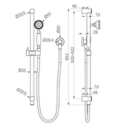 YORK SHOWER RAIL WITH METAL HAND SHOWER CHROME