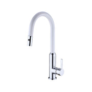 PEARL PULL OUT SINK MIXER WITH VEGIE SPRAY FUNCTION CHROME WHITE