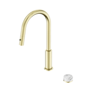 Serenity Progressive Pull Out kitchen Set With Arabescato Corchia Handle Brushed Gold