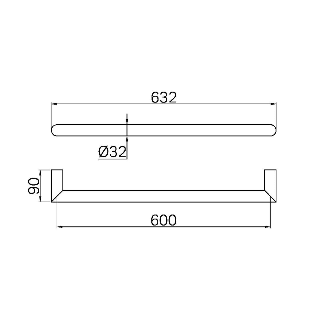 MECCA 240V SINGLE HEATED TOWEL RAIL BRUSHED GOLD