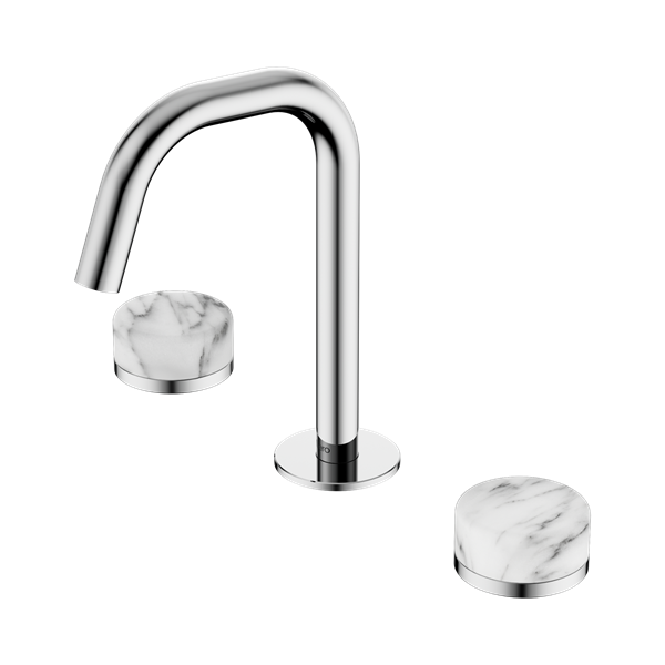 Serenity Basin Set Edge Spout With Arabescato Corchia Handle Chrome