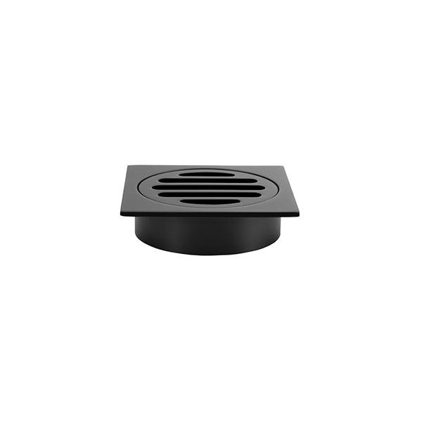Square Floor Grate Shower Drain 80mm outlet - Matte Black
