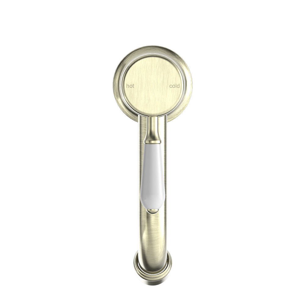 YORK STRAIGHT BASIN MIXER WITH WHITE PORCELAIN LEVER AGED BRASS