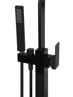 Load image into Gallery viewer, Square Freestanding Bath Spout and Hand Shower - Matte Black

