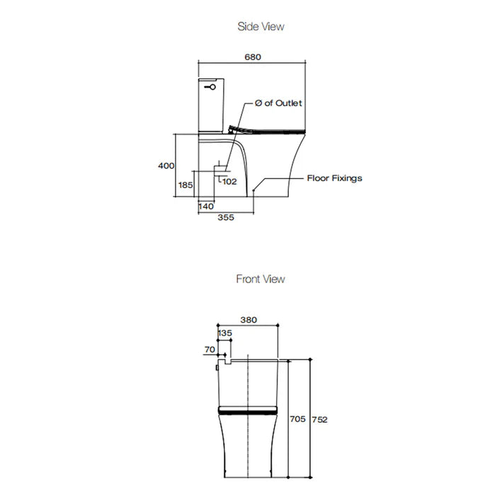 Veil 2pc BTW Toilet with  Kohler Bidet Seat C3-255 - Top Inlet Only