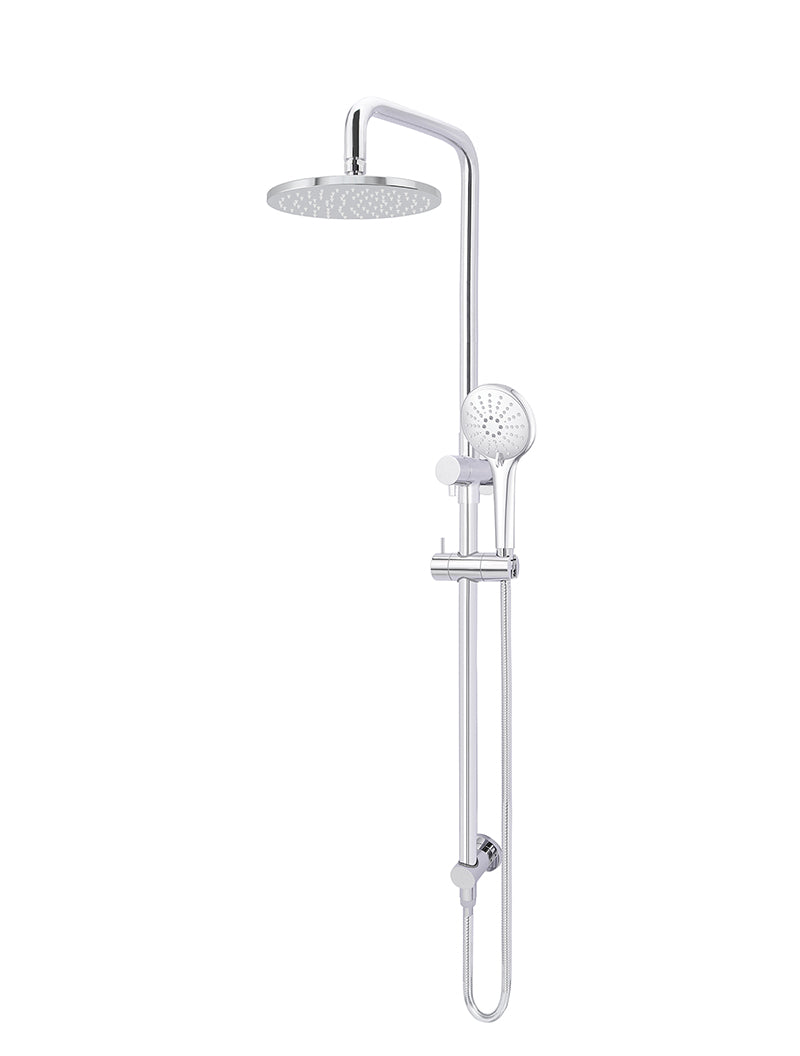 Round Combination Shower Rail 200mm Rose, Three Function Hand Shower - Chrome
