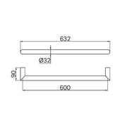 MECCA 240V SINGLE HEATED TOWEL RAIL GUN METAL