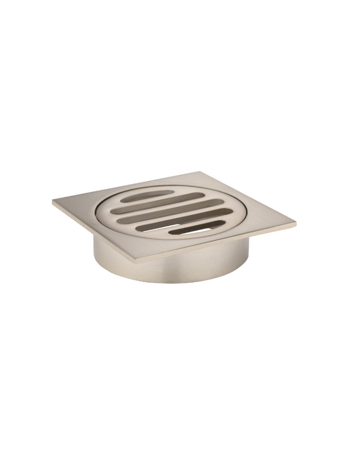 Square Floor Grate Shower Drain 80mm outlet - Champagne