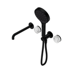 Load image into Gallery viewer, Serenity Progressive Shower System With Spout With Arabescato Corchia Handle And Serenity Hand Shower Matte Black
