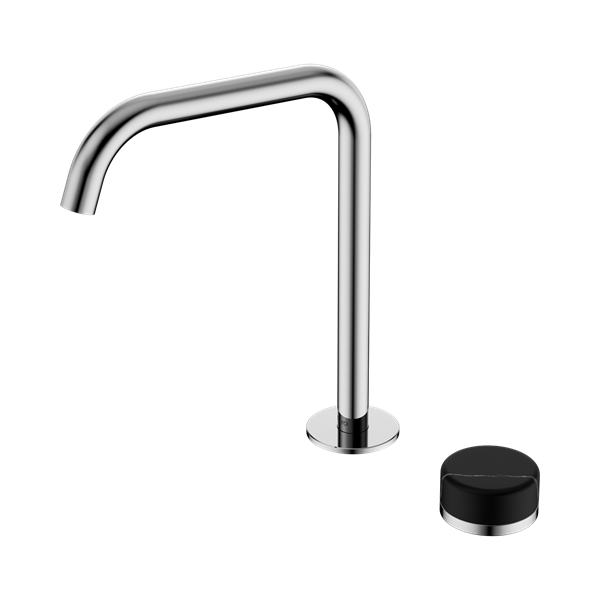 Serenity Progressive Bath/Kitchen Mixer Edge Spout With Marquina Black Handle Chrome