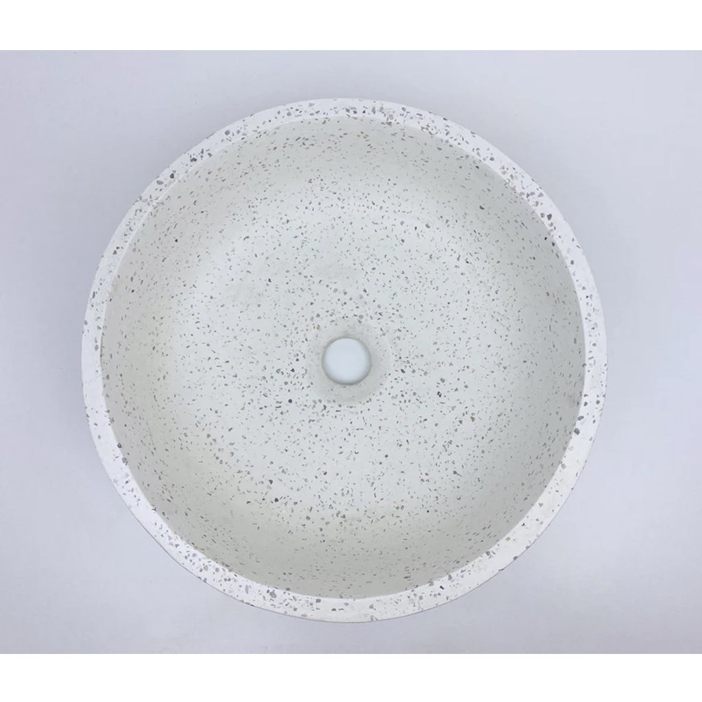 350*350*120 Circular Above Counter Basin Elios - White Terrazzo