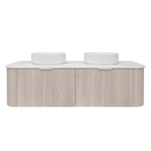 Agena Fluted Wood Grain Wall Hung Vanities Coastal Oak