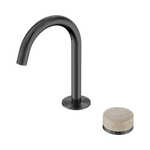Load image into Gallery viewer, Serenity Progressive Basin Mixer Arc Spout With Rome Travertine Handle Gun Metal
