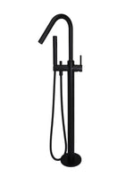 Load image into Gallery viewer, Round Freestanding Bath Spout and Hand Shower - Matte Black
