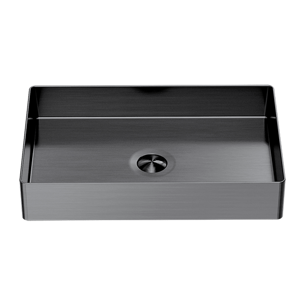 OPAL RECTANGLE STAINLESS STEEL BASIN GRAPHITE